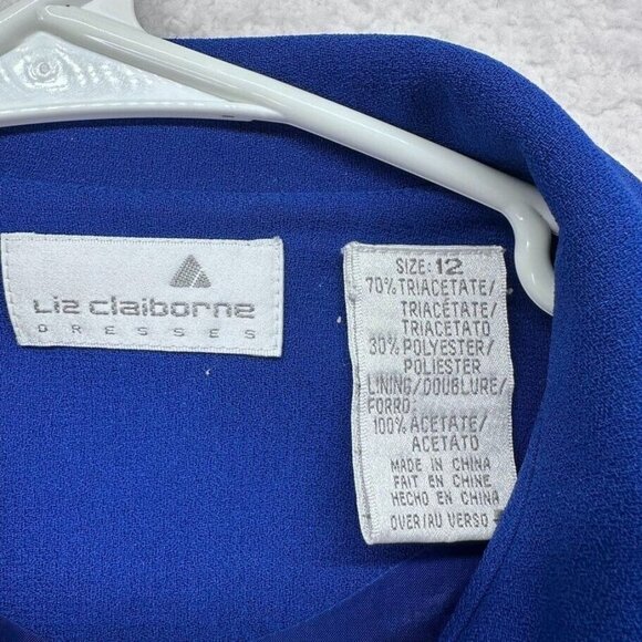 Vintage Liz Claiborne Dress Womens Size 12 Royal Blue Button Up Coat Pockets - Picture 4 of 7